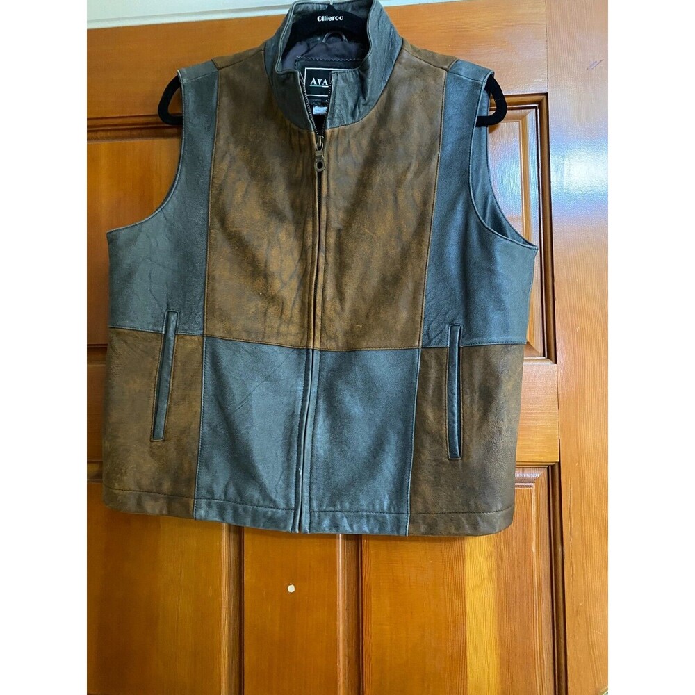 Avanti Color Block Leather Vest Size Large/Unisex